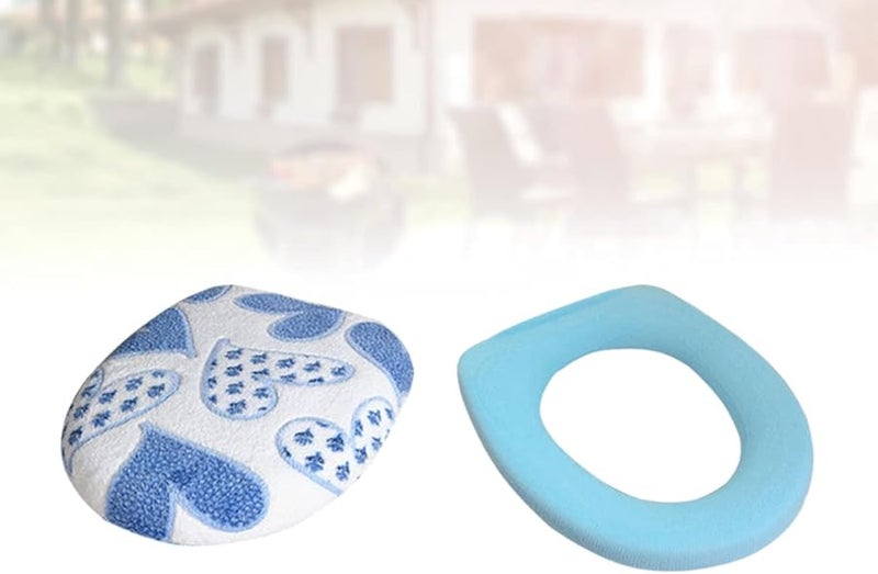 قطعتان من غطاء مقعد المرحاض السميك من الفليس، مجموعة إكسسوارات الحمام الناعمة، ديكور المنزل - Image 5